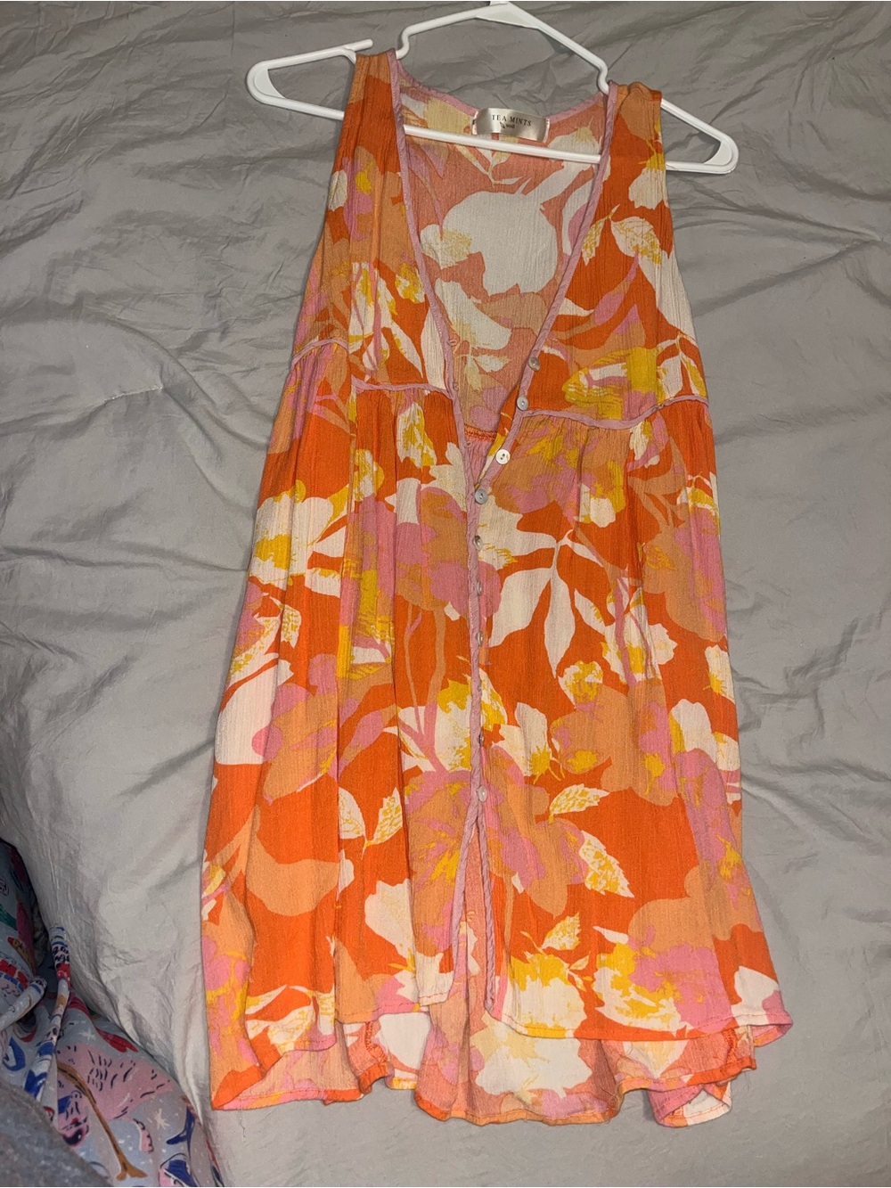 Fifth Sun Orange Pink Floral A-Line Button Skirt